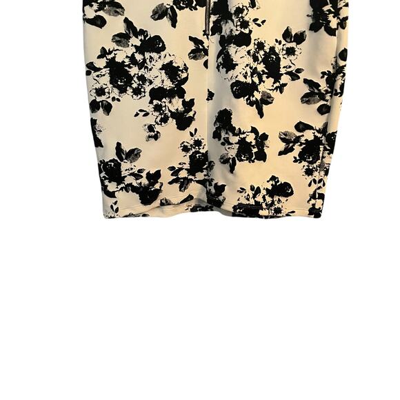 Fifth & Park Career Dress Sz 12 Black & White Velvet Flowers V-neck Sleeveless - Picture 5 of 11